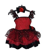 Curtain Call Tutu Dance Costume Hair Barrett Sequin Red Black Size Small... - $21.99