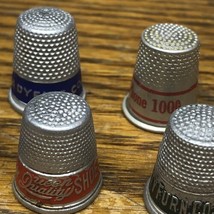 Estate Find Vintage Lot of 5 Metal Advertising Thimbles Lt13 - £14.43 GBP