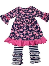 Simply Southern Flamingo Ruffle Outfit 2 Piece 2t Girls - £9.53 GBP