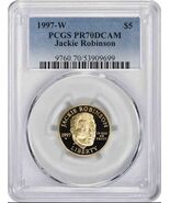 1997-W $5 Jackie Robinson Gold Commemorative PCGS PR70 DCAM $5 Coin Top 100 - $1,979.01