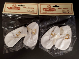 Set of 2 Tallinas Doll Shoes, Size 1 Style 219 White Vinyl Gold Buckle - $14.84