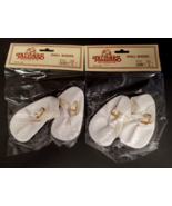 Set of 2 Tallinas Doll Shoes, Size 1 Style 219 White Vinyl Gold Buckle - £11.66 GBP