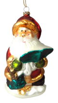 Hand Blown Glass SANTA CLAUS Christmas Ornament in Wood Crate Storage Box 6&quot; - £15.44 GBP