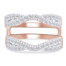 1CT Moissanit Diamant Doppel Verstärker Schutz Band 14K Rose Vergoldet Silber - £119.65 GBP