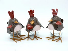 Gisela Graham Set of 3 Tin Wobbling Birds with Crowns - £13.62 GBP