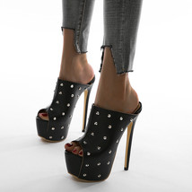 LAND Women&#39;s Shoes Sexy Riveting Nail Waterproof Platform High Heel Fish Mouth C - £44.74 GBP