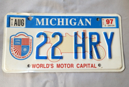 1997 Expired Michigan License Plate World&#39;s Motor Capital #22 HRY Some D... - $16.82