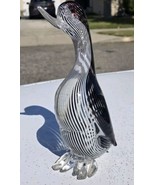 Murano Glass Figural Loon Bird White &amp; Black Filigrana 7.5&quot; RARE - $892.53