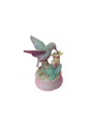 Ceramic Hummingbird Music Box Plays Greensleeves Crowning Touch Japan Video - $15.84