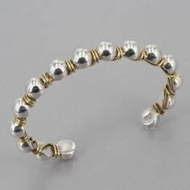 Vintage Silpada Brass Wire Wrapped Sterling Beaded Domed Cuff Bracelet B0521 - £31.59 GBP