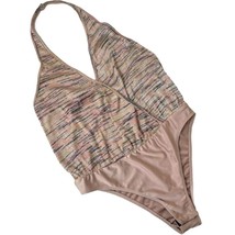 Urban Outfitters Womens Bodysuit Pink Stripe Sleeveless V Neck Shimmer Snap L - £11.86 GBP
