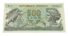 1966 Italy 500 Lire Note (XF, Extra Fine) P# 93a - $39.34