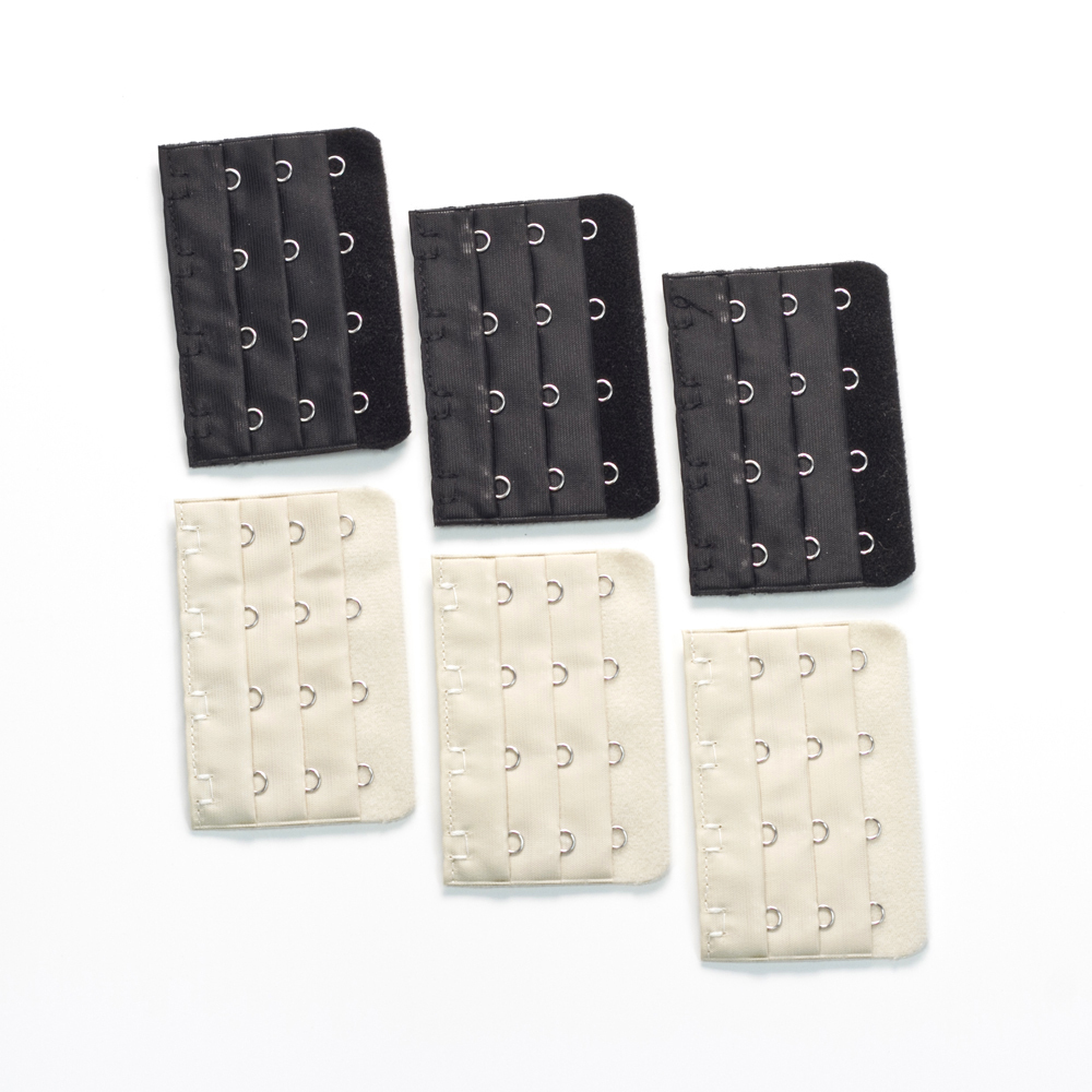 4-hook Bra Extender (Value 6-Pack: 3 Black & 3 Beige) - Ideal for pregnancy