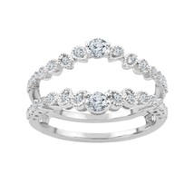 Vintage 14K White Gold Plated Round Diamond Enhnacer Wedding Band Wrap Ring VDay - £79.34 GBP