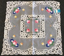 33&quot;&quot; Sqaure Embroidery Fabric White Tablecloth Side End Coffee Table Nig... - $24.00