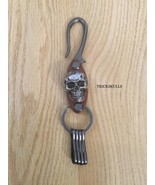 Skull Clip Large Keychain Four Key Hooks Faux Leather Copper Alloy Plate... - $17.82