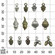 8 Acorn Charms Pine ConePendants Antiqued Silver Bronze Oak Tree Charms ... - £5.18 GBP