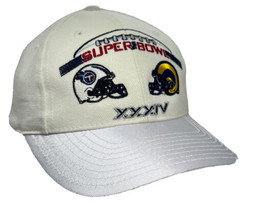 Super Bowl 34 Hat Cap TN Titans vs St Louis Rams Atlanta GA 2000 XXXIV NFL White - £15.54 GBP