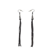 Black Dangle Tassel Earrings Long Drop Thread Fringe Fashion Jewelry Lig... - $16.51 CAD