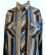 Vintage Mens Wrangler Western Striped Cotton Pearl Snap Button Cowboy Sh... - $40.55 CAD