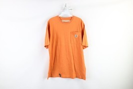 Vtg Carhartt Mens Medium Thrashed Spell Out Short Sleeve Pocket T-Shirt Orange - £22.17 GBP