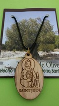 12 St.Saint Jude medal Pendant Necklace Olive Wood Jerusalem San Judas Tadeo - £14.09 GBP