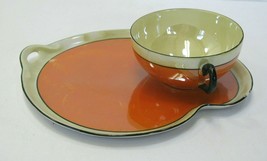 Vtg Porcelain Oremont Bavaria Tea Lunch Set Lusterware Orange Iridescent Stripe - £6.21 GBP