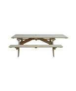 Beige Solid Wood Outdoor Picnic Table Umbrella Hole - $3,042.38 CAD