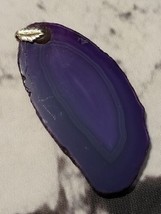 Purple Agate Pendant Sliced Rock Glossy Stone Earthy Jewelry Making - £9.32 GBP