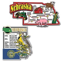Nebraska Jumbo Map &amp; State Montage Magnet Set by Classic Magnets, 2-Piec... - £10.93 GBP