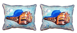 Pair of Betsy Drake Amber Shell Small Pillows 11X 14 - £54.50 GBP