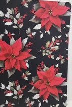 2 Vinyl/Foam Back Placemats (13x18&quot;) Christmas Poinsettia Flowers On Black, Hh - £10.89 GBP