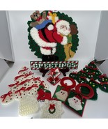 Mixed Lot 8 Crochet Cross Stitch Christmas Ornaments Hangers Santa Trees... - $28.01 CAD