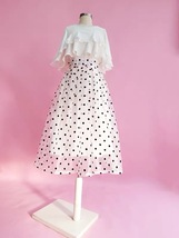 White Polka Dot Midi Skirt Outfit Summer Women Custom Plus Size Long Tutu Skirt image 5