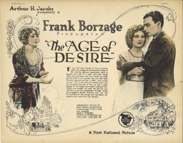 Frank Borzage&#39;s AGE OF DESIRE (1923) Title Card Mary Philbin, William Collier Jr - £199.14 GBP