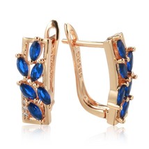 New Blue Natural Zircon Earrings for Women 585 Rose Gold Leaf Earrings Trendy Ro - £7.24 GBP