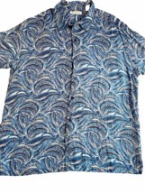 Cubavera Shirt Men’s Large Paisley Button Up Collar Top Blue Hawaiian Al... - £11.85 GBP