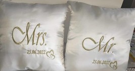 Mr&amp;Mrs Set pillows embroidery  - £60.27 GBP+