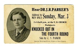 Dr J R Parker Address to Men Only Knocked Out in the Fourth Round Ad Card  - £13.94 GBP