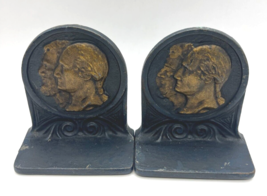 Vintage Antique Small Metal Bookends Presidents Lincoln and Washington - £60.74 GBP