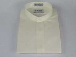Men Formal pastor shirt Classix Banded Collar less Hidden Button Front M08 Ivory image 3