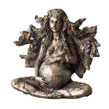 Pregnant Greek Mother Earth Goddess Gaia Bronze Finish Statue 6.75 Inches High - £16.91 GBP
