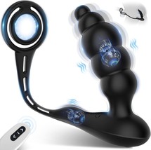 Anal Toys Male Sex Toys - 3 in 1 Prostate Massager with Dual Cock Rings - £18.90 GBP