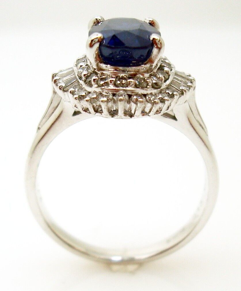 Platinum 1.42ct Blue Genuine Natural Sapphire and Diamond Ring w/ Report (#J487) Item image 5