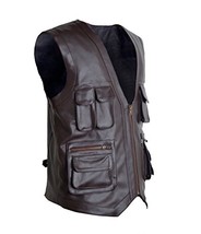 Bestzo Men&#39;s Jurassic Fashion World Leather Vest Artificial/Faux Leather Brown X - £74.47 GBP