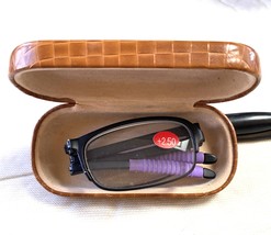 250 POWER FOLDING READING GLASSES IN LEATHER HAND CASE - $29.00