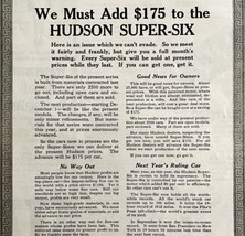 1916 Hudson Super Six Automobilia Advertisement Motor Car 9.5 x 7&quot; LGADYC3 - £16.38 GBP