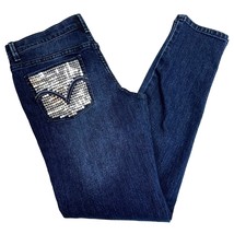 Levis 710 Super Skinny Kids Size 16 (28x28) Dark Wash Jeans GLAM Silver Sequin - $14.84