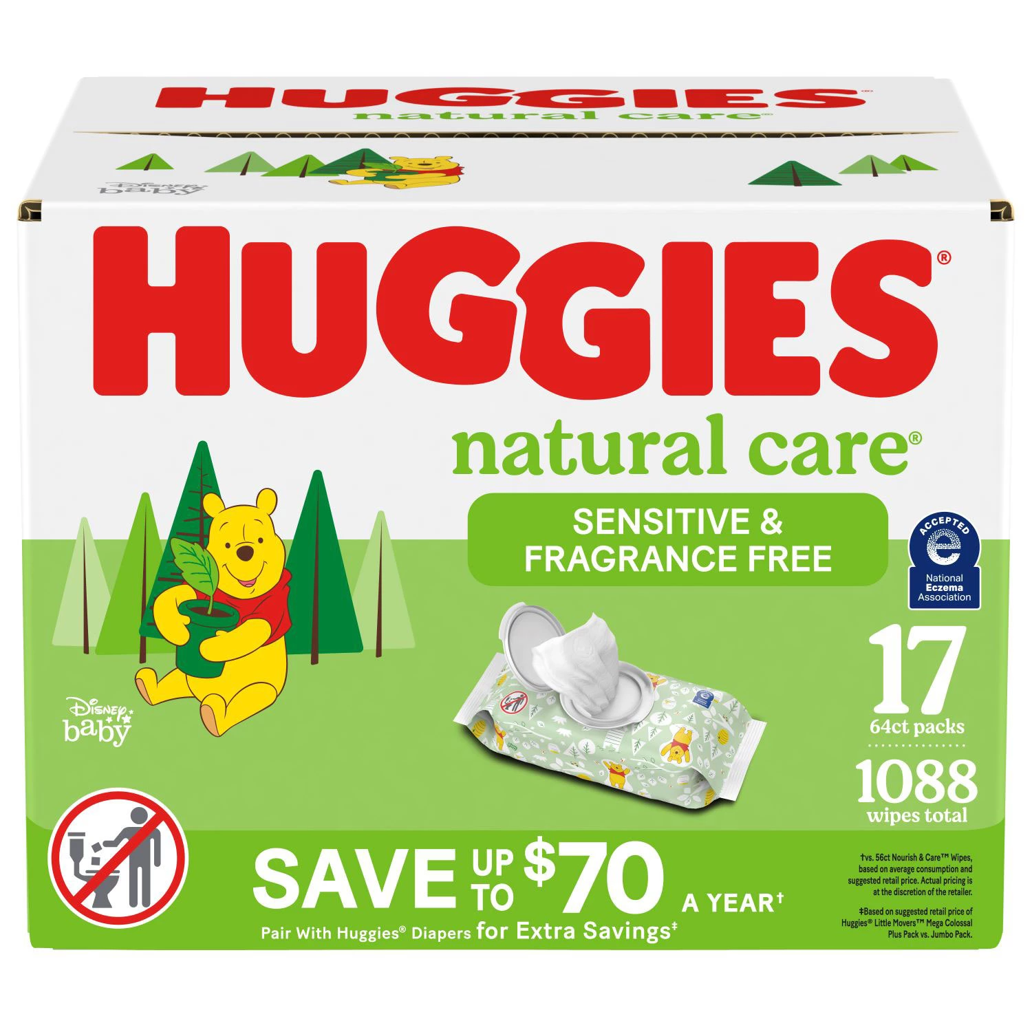 Huggies Natural Care Sensitive, Fragrance Free Baby Wipes, 17 Packs (108... - £76.88 GBP