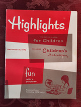 Rare HIGHLIGHTS Children&#39;s magazine December 15 1972 Stories Activites Puzzles! - $16.20